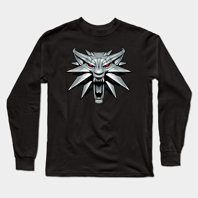 White Wolf Head Long Sleeve T-Shirt by nabakumov